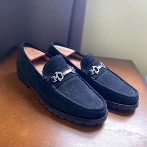Bruno Magli Black Suede Kenneth Horsebit Loafer
